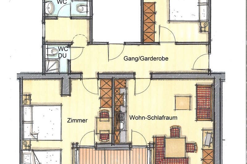 Floor plan of holiday apartment 4 in the Ischglerblick apartment